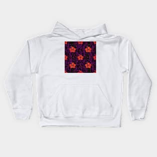 Hibiscus and Purple Polka Dots Kids Hoodie